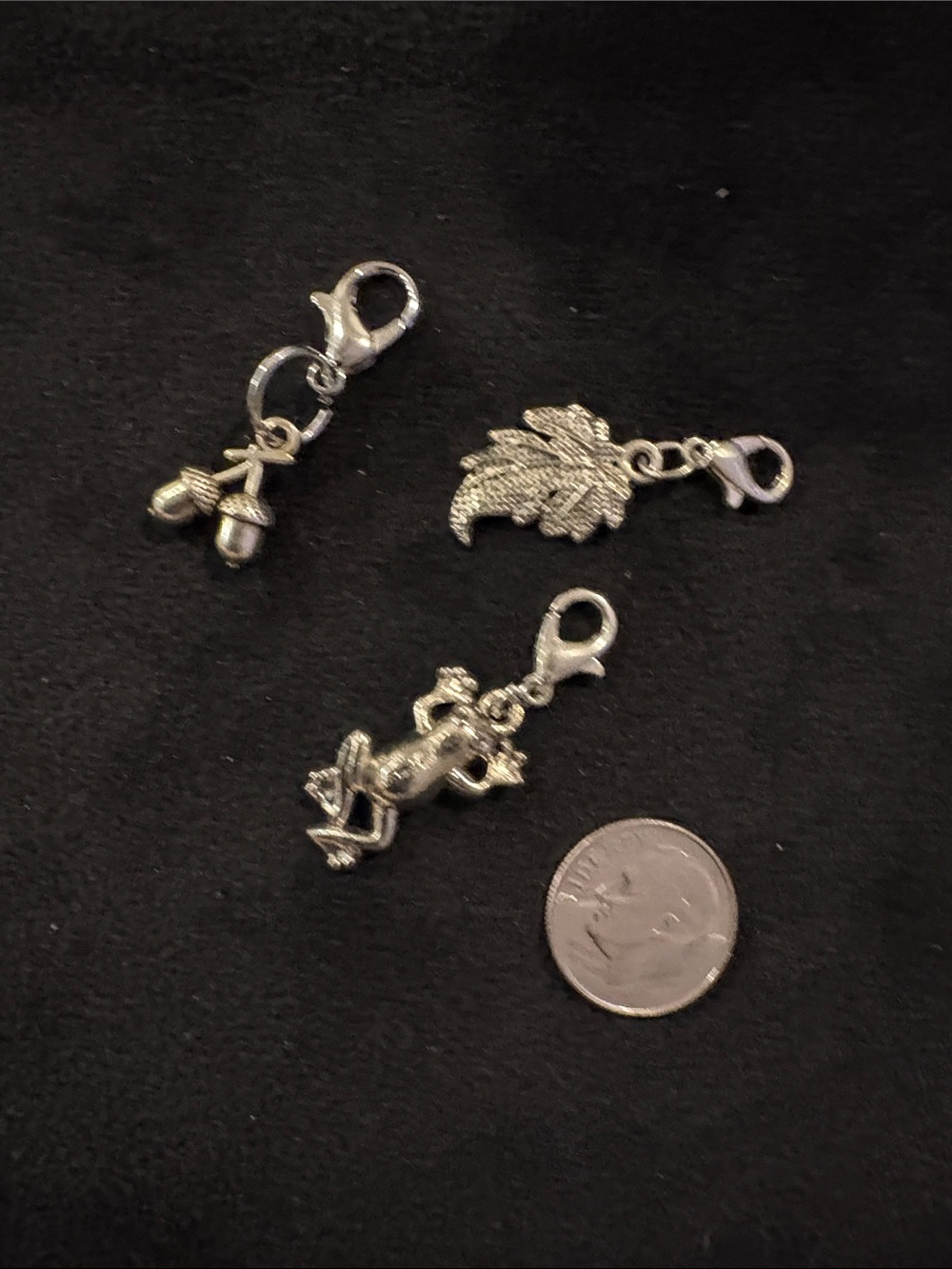 Silver Leaf, Frog, and Acorn Charm Trio Necklace Add-Ons - Picture 4 of 4